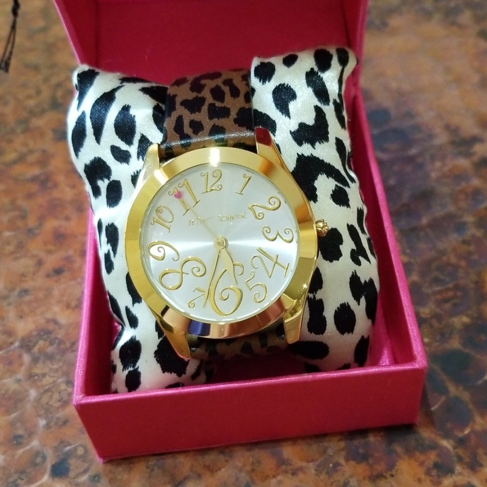 Betsey Johnson Leopard Band Watch